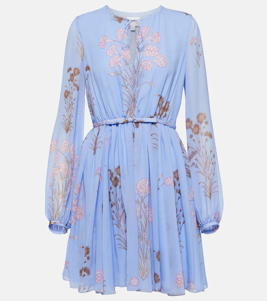 Vestido en georgette de seda floral