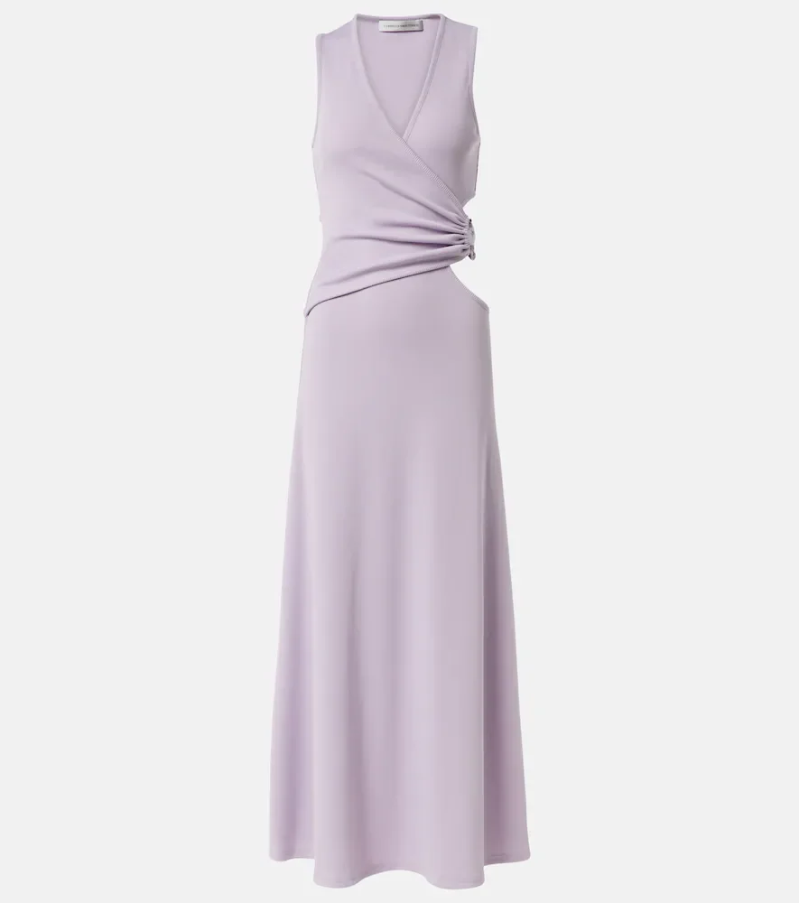 Vestido largo con aberturas adornado