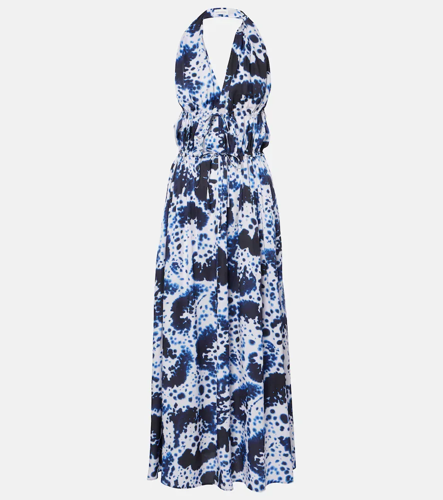 Vestido largo de escote halter estampado