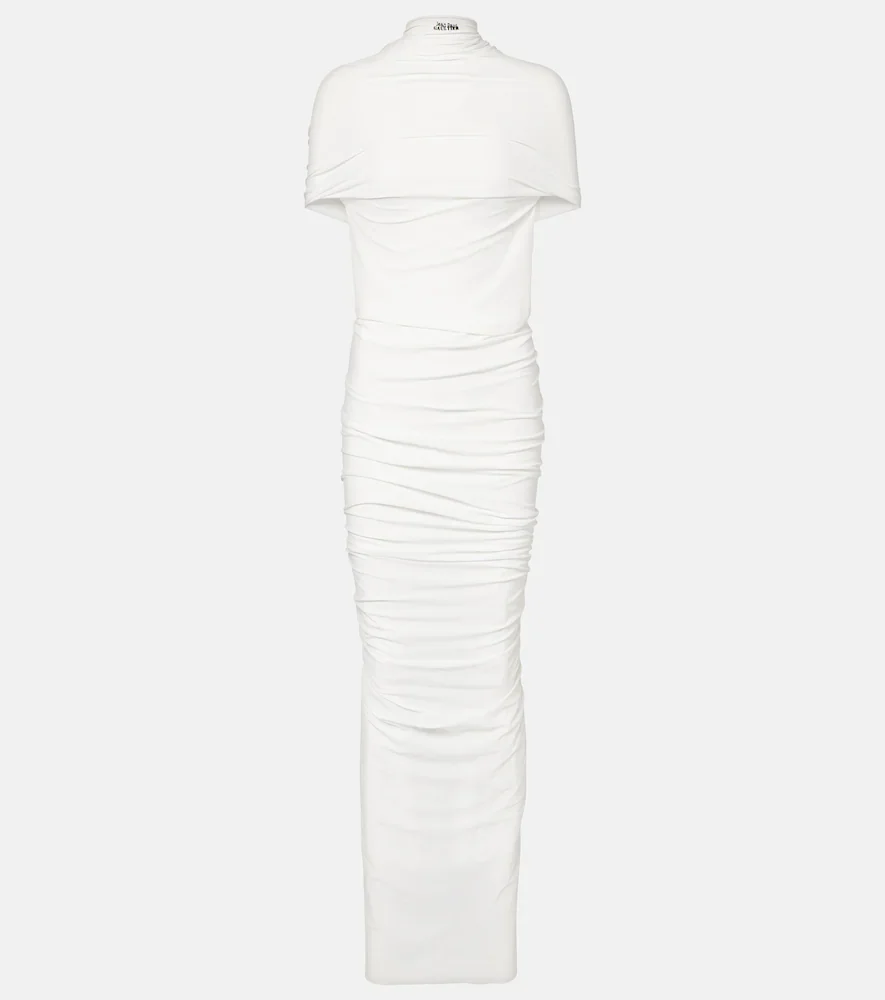 Vestido largo de jersey con flecos