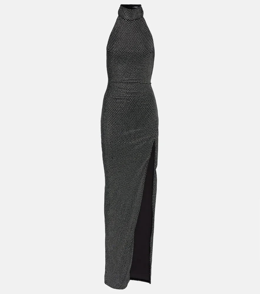 Vestido largo de terciopelo adornado