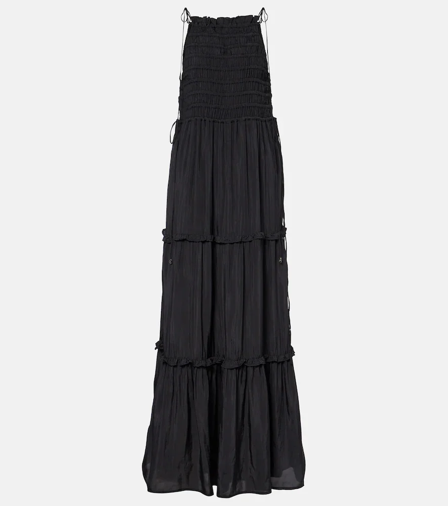 Vestido largo fruncido a capas