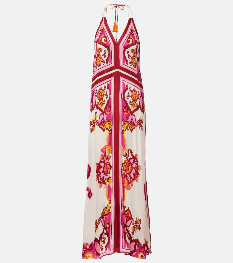 Vestido largo Mary de satén estampado