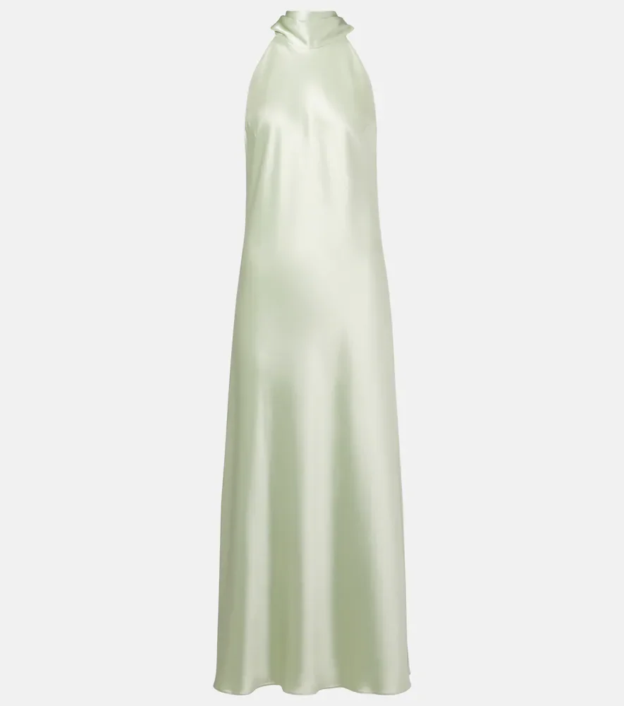 Vestido largo Sienna de satén con pañuelo