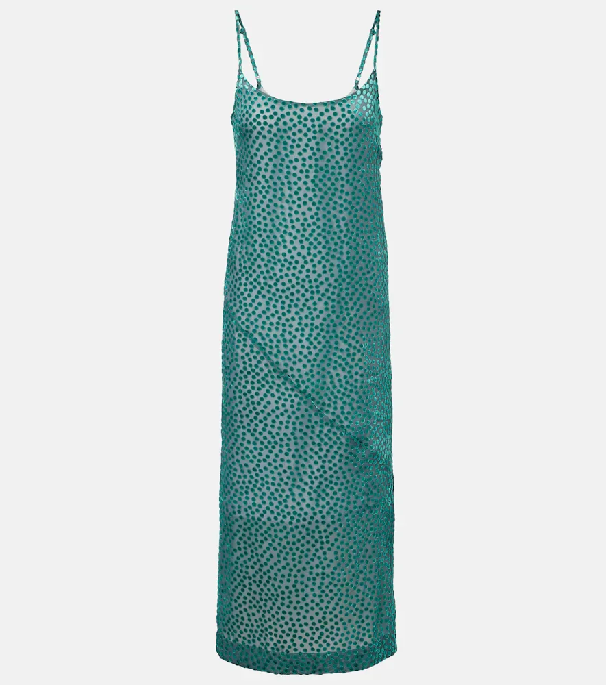 Vestido lencero de devoré con lunares