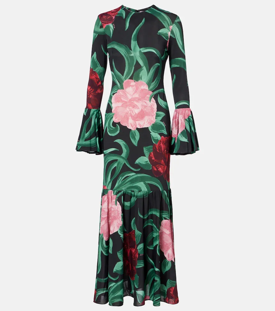 Vestido midi Alba de jersey floral
