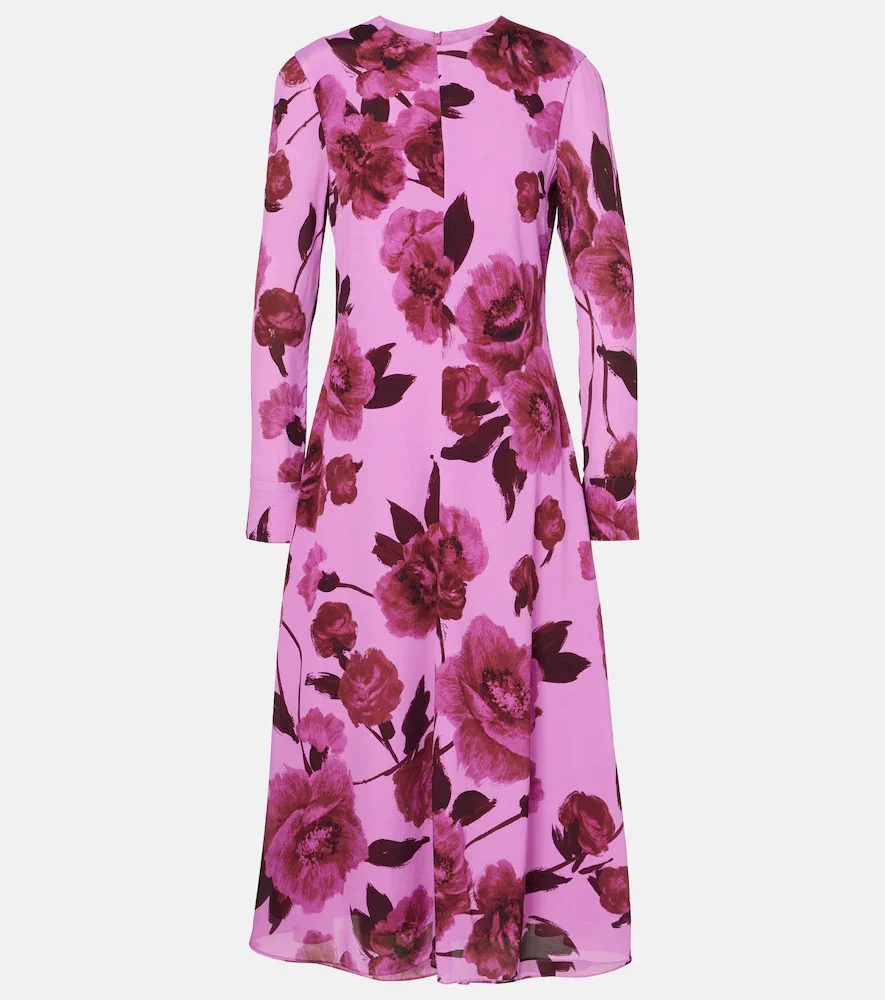 Vestido midi de crepé floral
