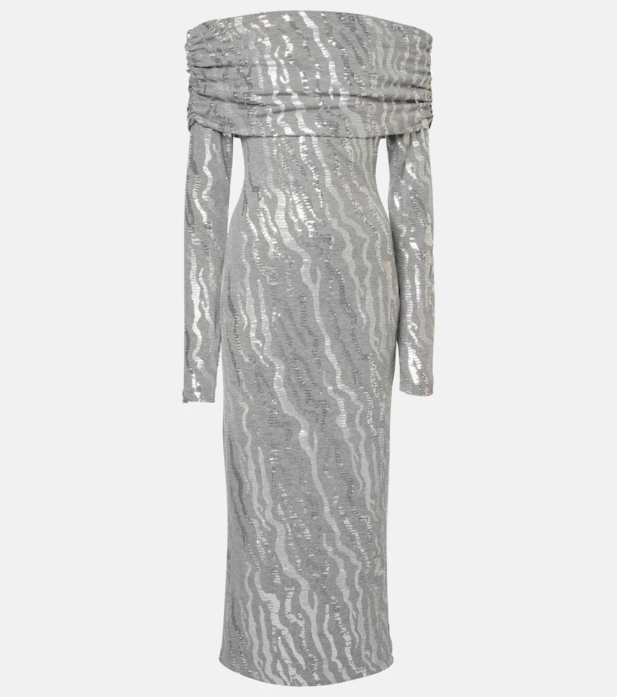 Vestido midi de jersey con lentejuelas