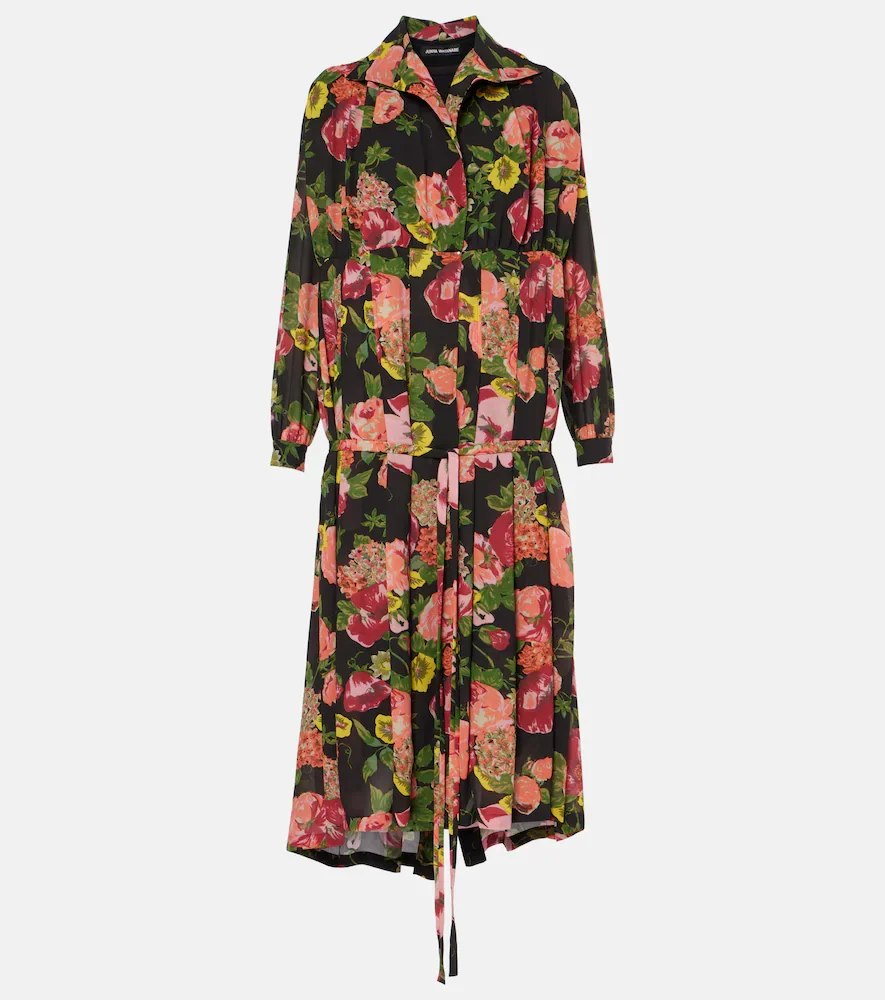 Vestido midi de jersey y georgette