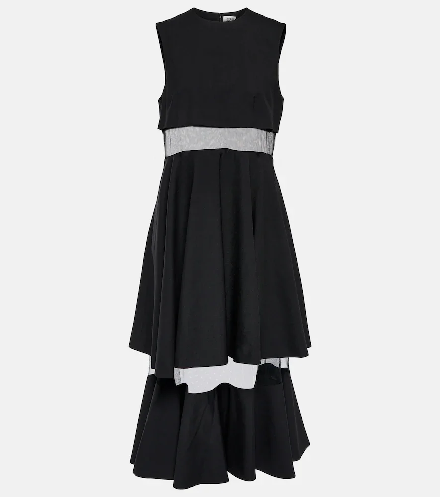 Vestido midi de lana con malla
