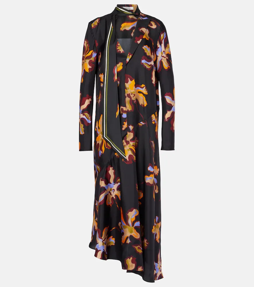 Vestido midi de sarga de seda