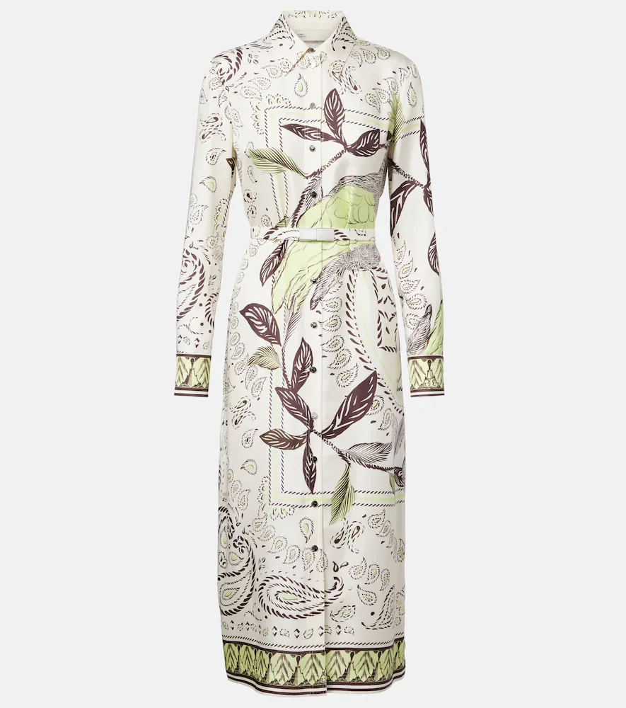 Vestido midi de seda estampado