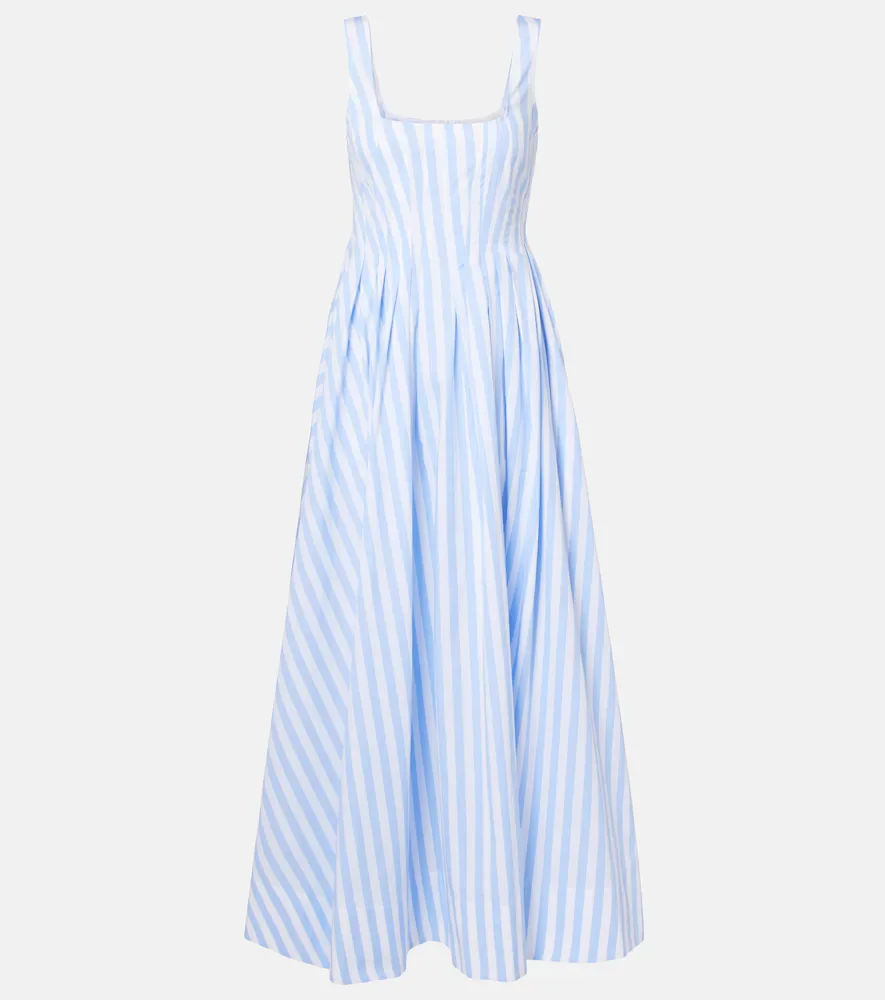 Vestido midi Filmato de popelín de algodón a rayas