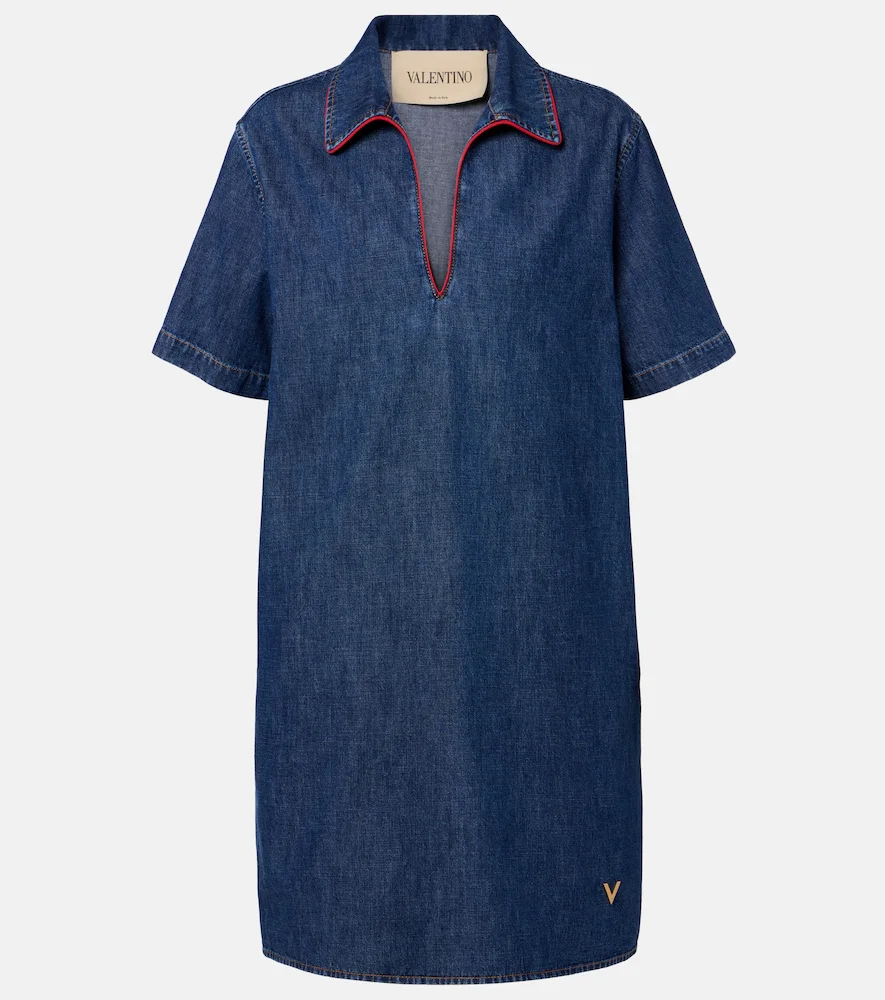 VGold denim midi dress