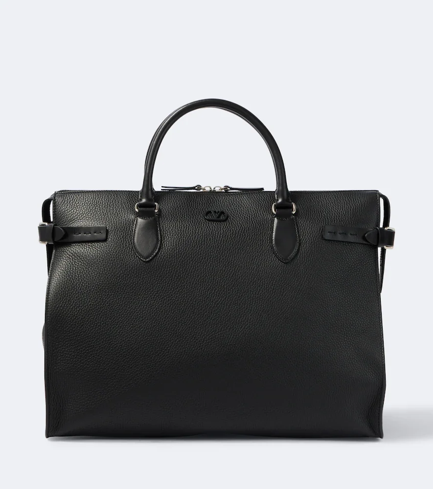 VLogo leather briefcase
