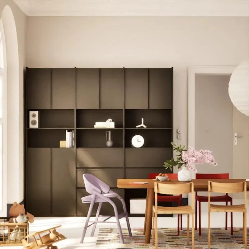 Wall Storage in Black with External Drawers