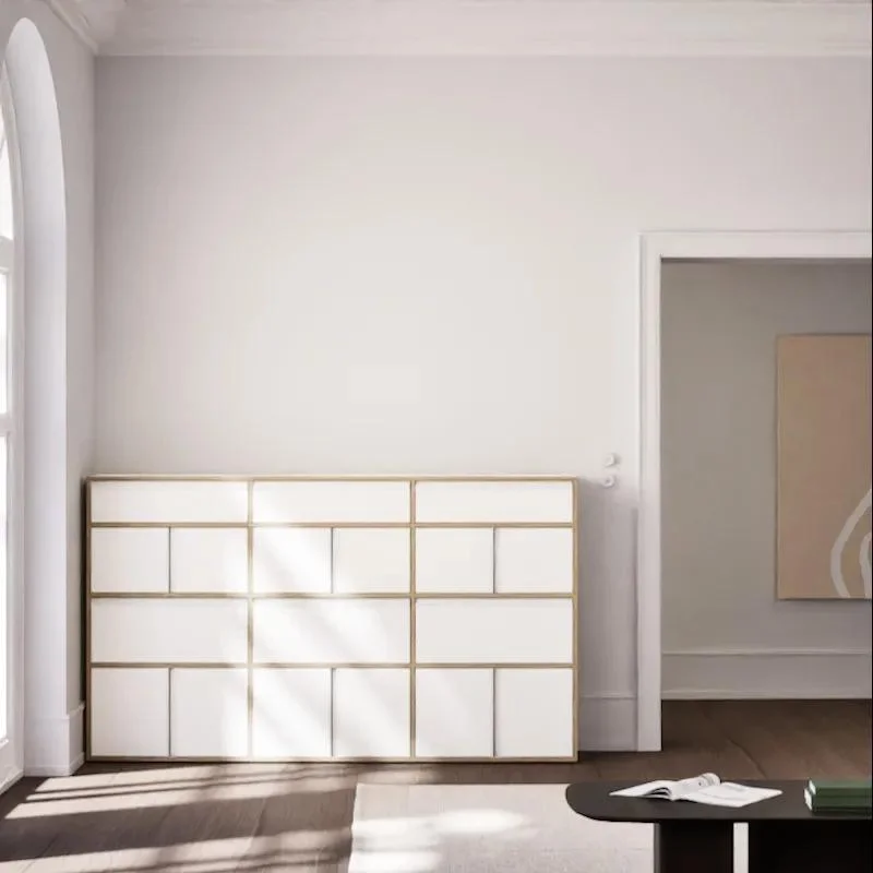 Wall Storage in White with Doors and Drawers