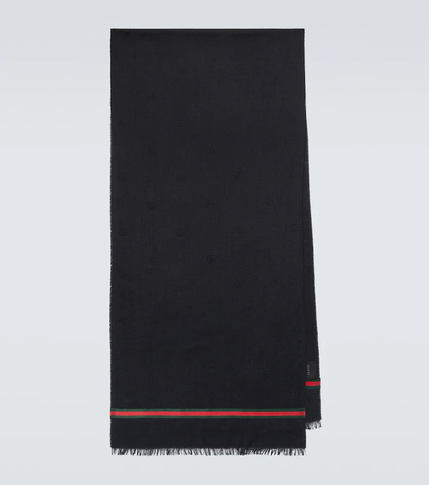 Web Stripe wool and silk scarf