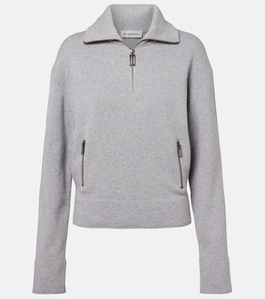 Wool and cashmere half-zip sweater