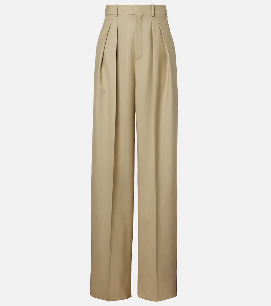 Wool and silk wide-leg pants