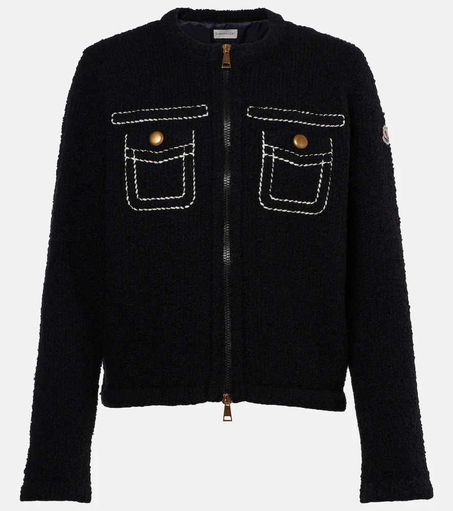 Wool-blend bouclà down jacket