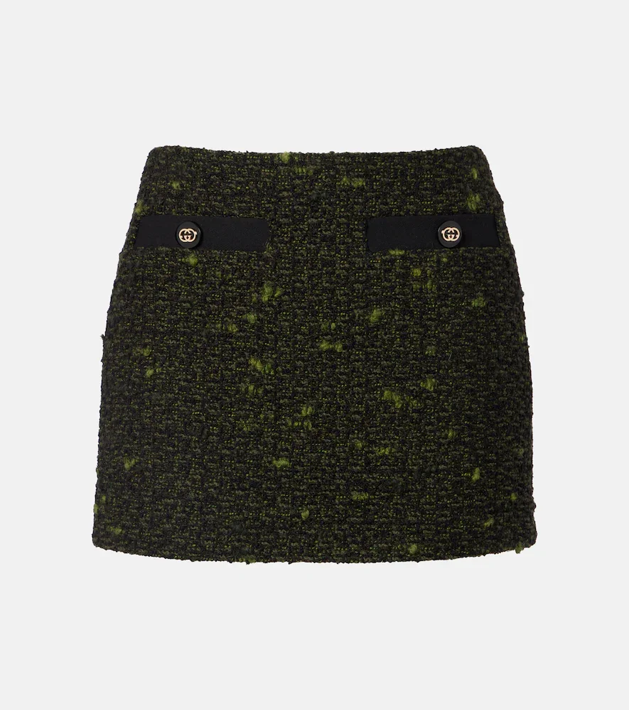 Wool-blend bouclà miniskirt