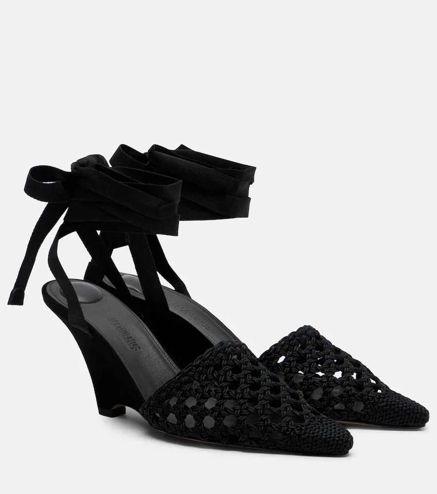 Woven raffia-effect wedges