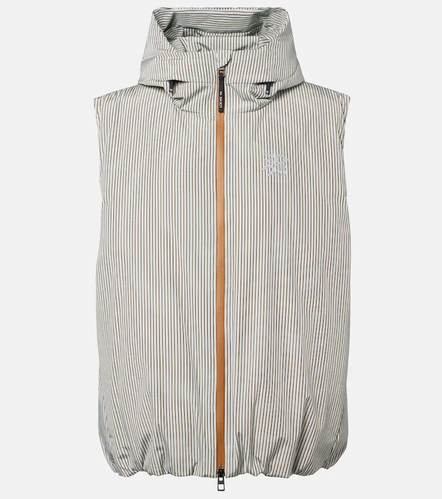 x On hooded striped puffer vest