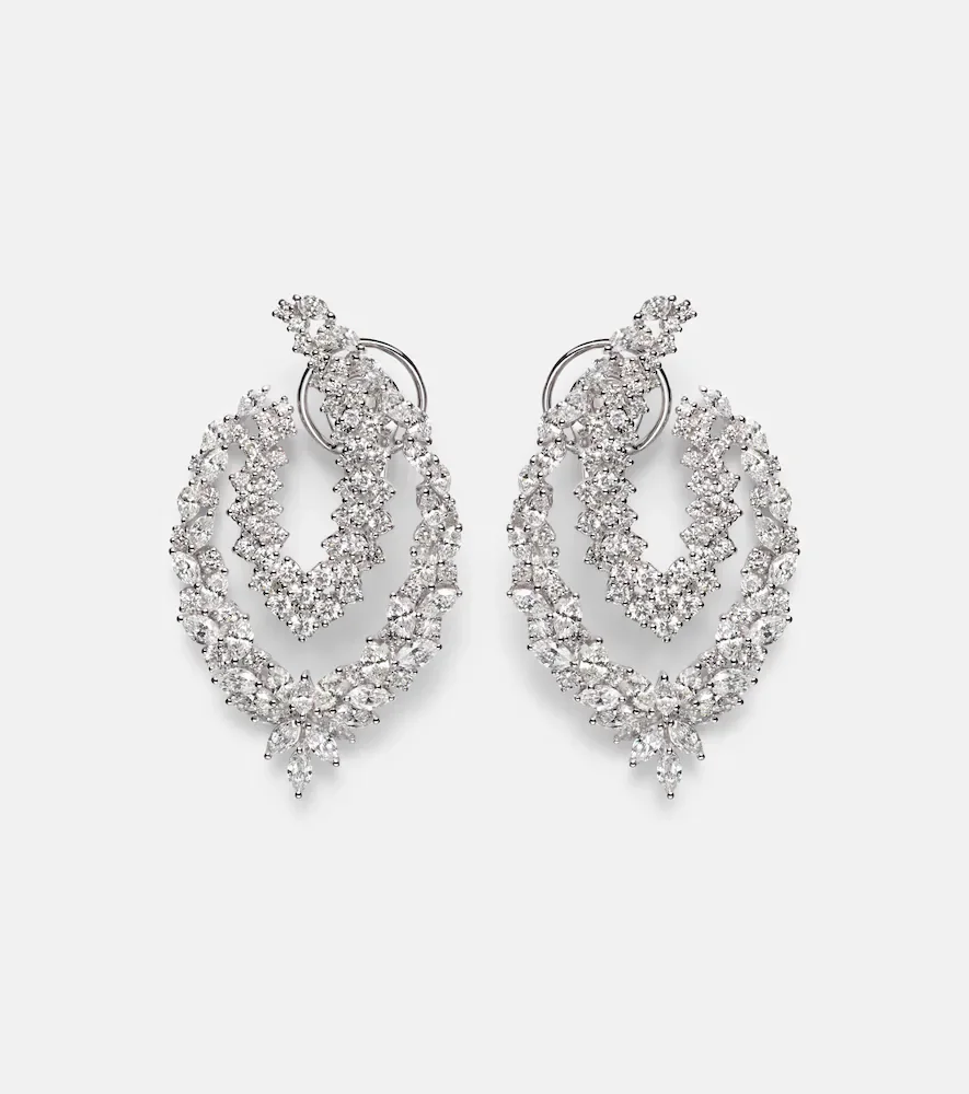 Y-Couture 18kt white gold drop earrings with diamonds