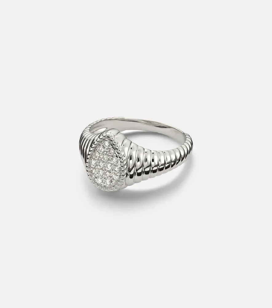 Yvonne Léon Anillo de oro blanco de 9 ct con diamantes
