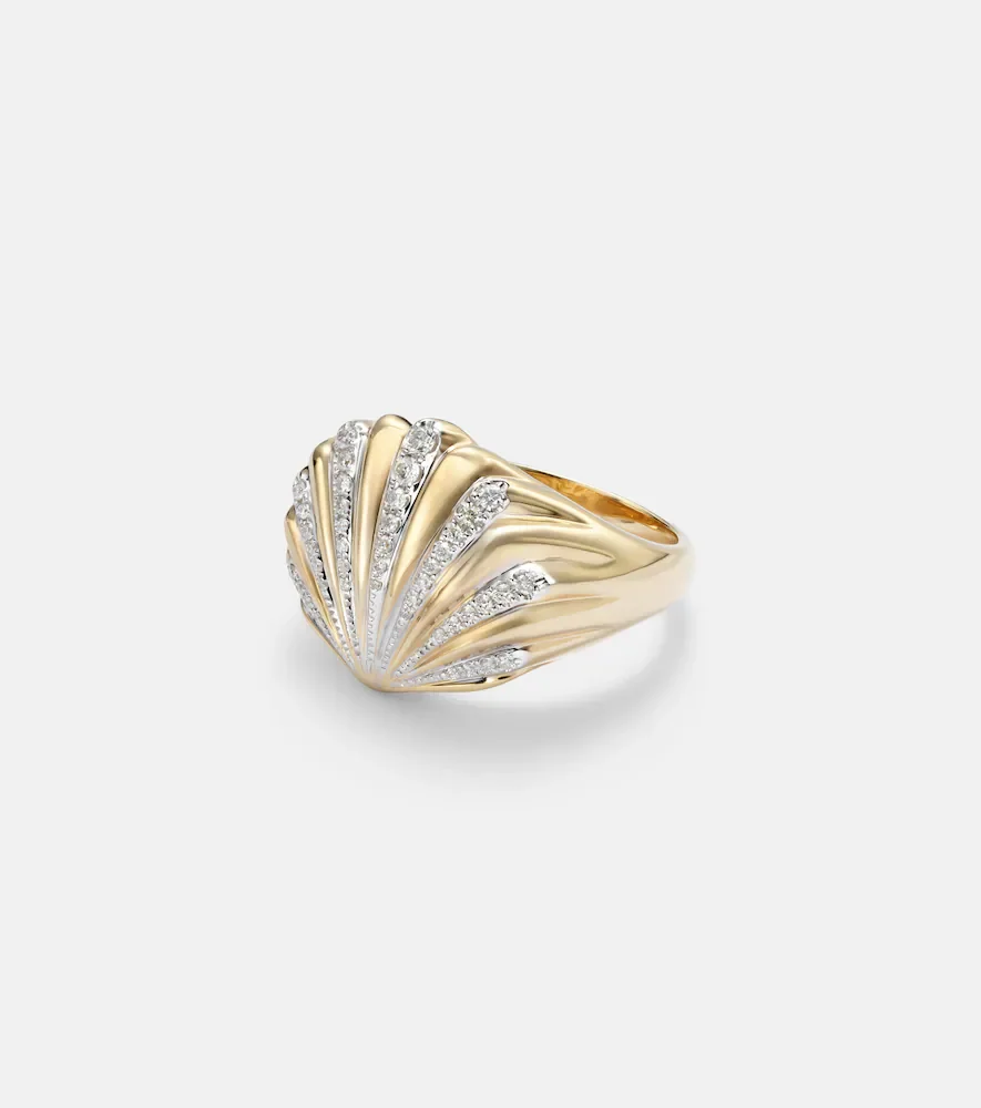 Yvonne Léon Bague Chevalier Coquillage en or 18 ct et diamants
