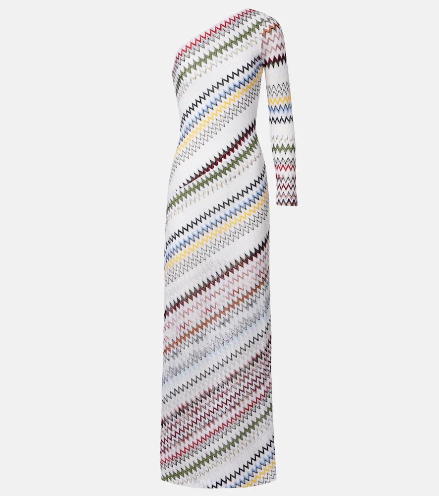 Zigzag asymmetric maxi dress