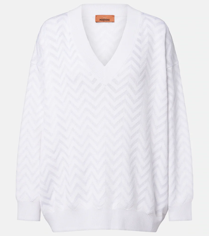 Zigzag cotton-blend sweater